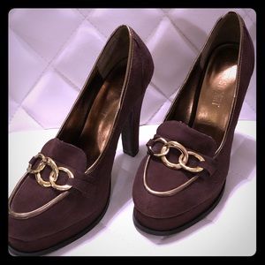 Colin Stuart brown high heel loafers. Size 7.5